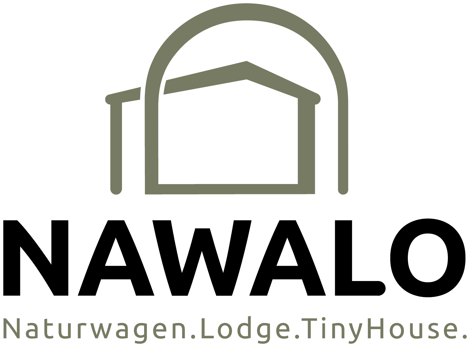 NAWALO Logo farbig mit Claim Naturwagen, Lodge, Tiny House
