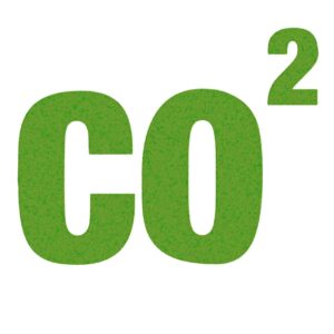 Schriftzug CO2 in Grün, Symbolbild NAWALO Blog